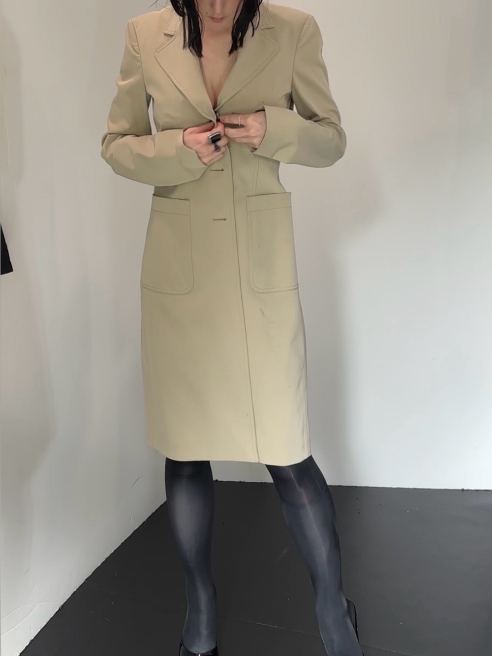 Prada Beige Longline Tailored Blazer Jacket